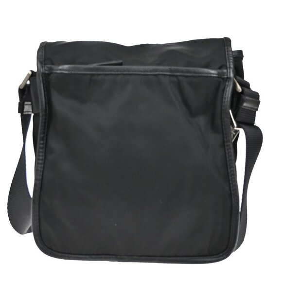 PRADA Logo Tessuto Shoulder Bag Nylon Leather Black SHW Italy - Picture 1 of 16